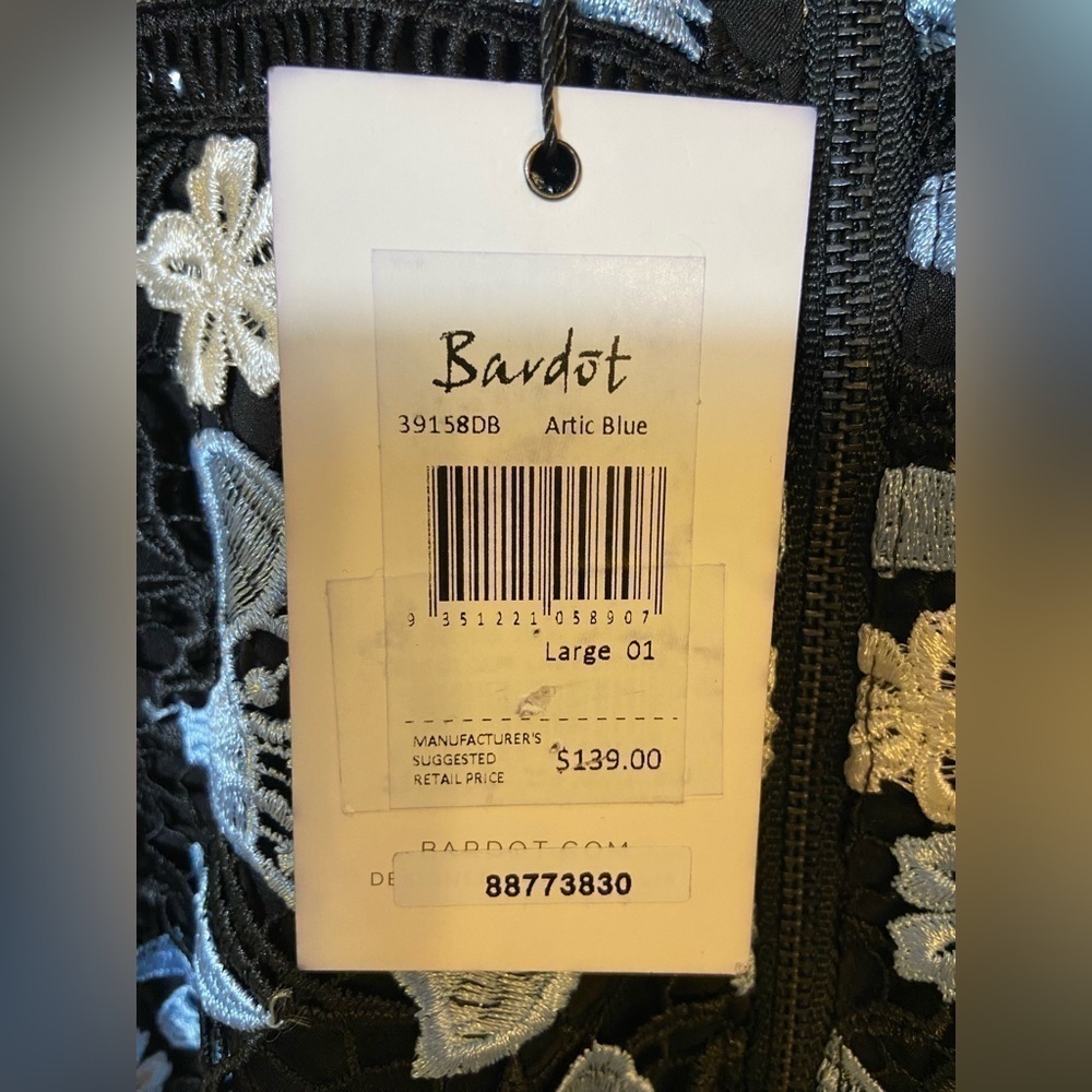 Bardot Tricolor Embroidered Midi Lace Dress Size 10 large NWT Floral - Picture 8 of 10